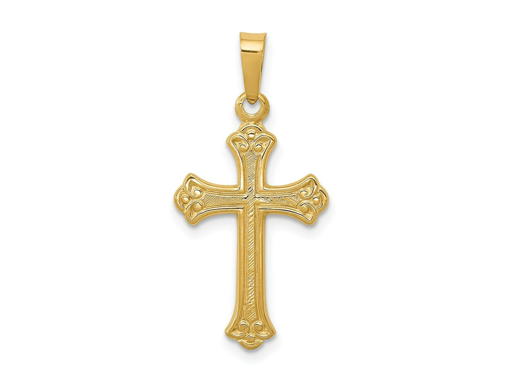 FJC Finejewelers 14 kt Yellow Gold Polished Fleur de lis Cross Charm 26 x 13 mm