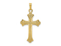 FJC Finejewelers 14 kt Yellow Gold Textured and Polished Fleur de lis Cross Charm 24 x 18 mm