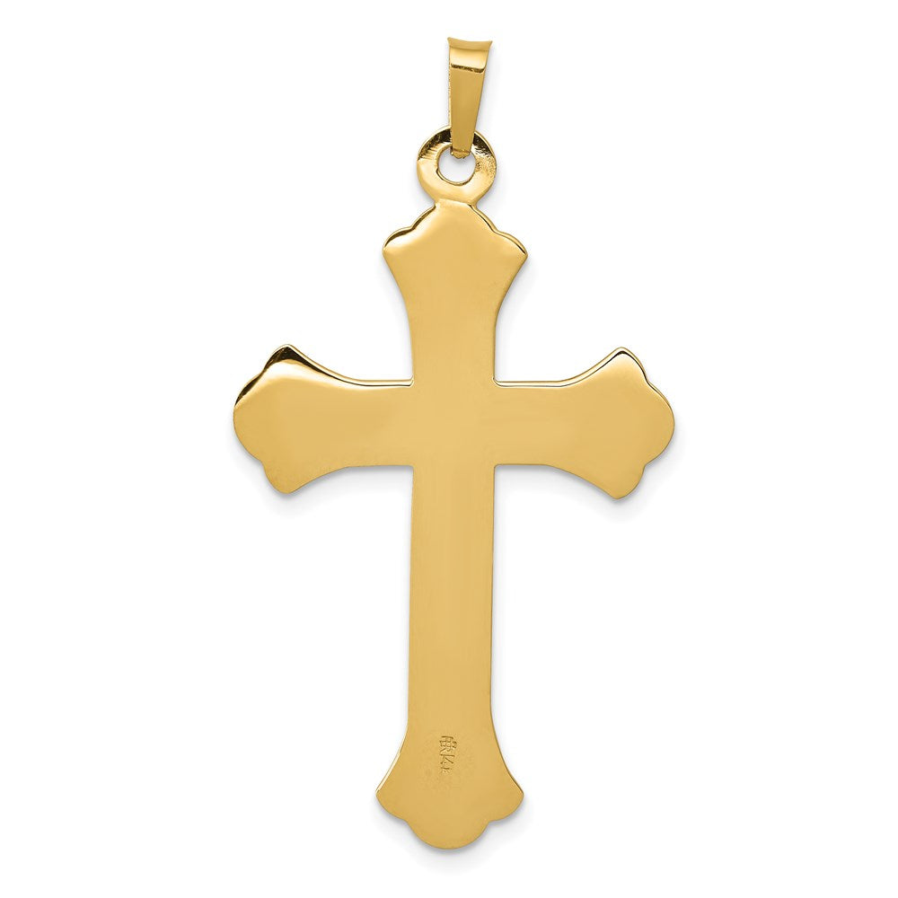 FJC Finejewelers 14 kt Yellow Gold Textured and Polished Fleur de lis Cross Charm 41 x 22 mm