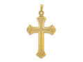 FJC Finejewelers 14 kt Yellow Gold Textured and Polished Fleur de lis Cross Charm 41 x 22 mm