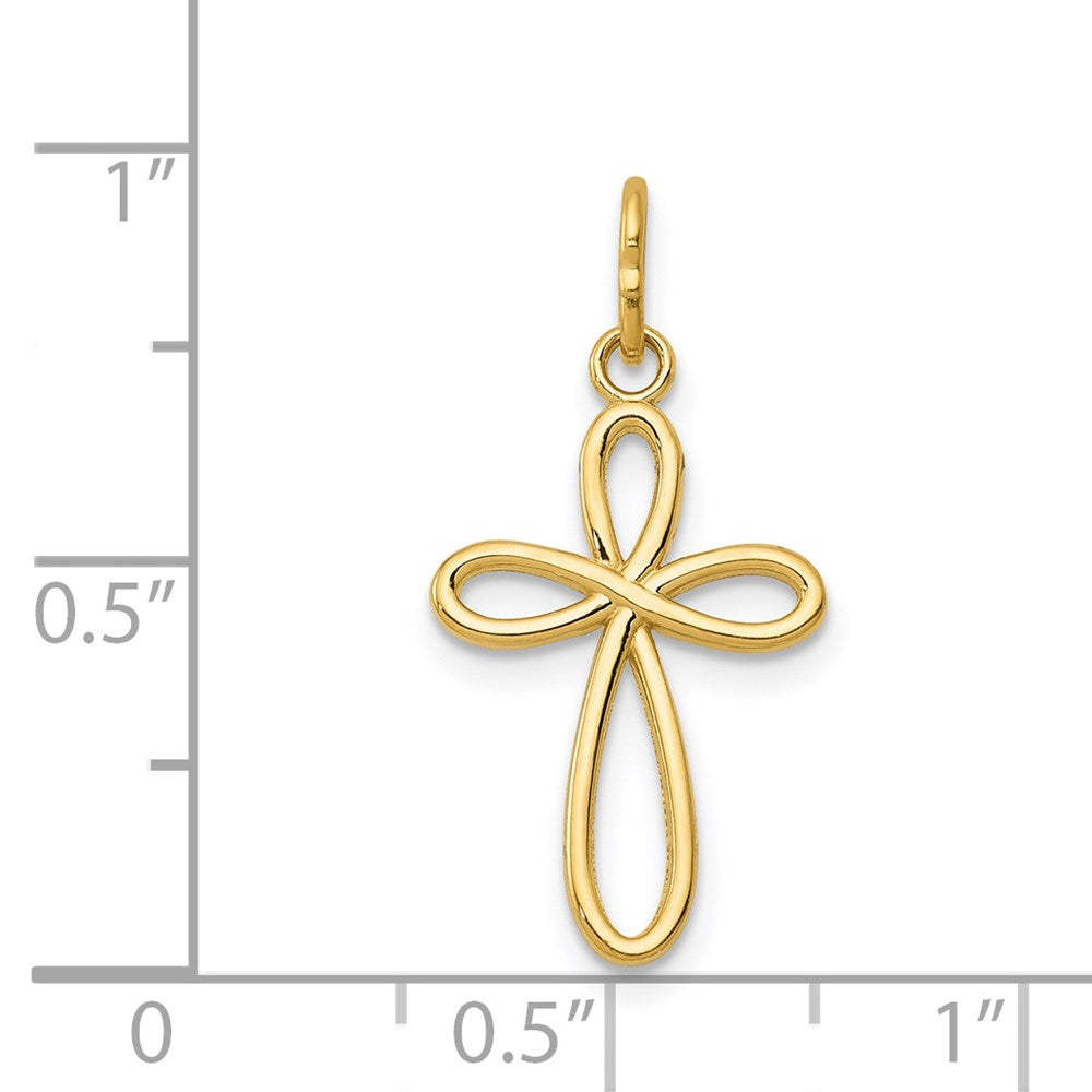 FJC Finejewelers 14 kt Yellow Gold Polished Small Ribbon Cross Charm 23 mm x 11 mm