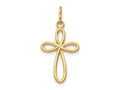 FJC Finejewelers 14 kt Yellow Gold Polished Small Ribbon Cross Charm 23 mm x 11 mm