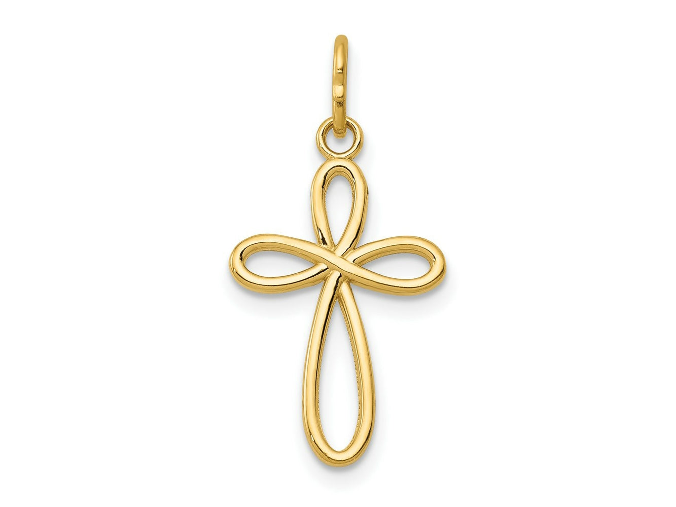 FJC Finejewelers 14 kt Yellow Gold Polished Small Ribbon Cross Charm 23 mm x 11 mm