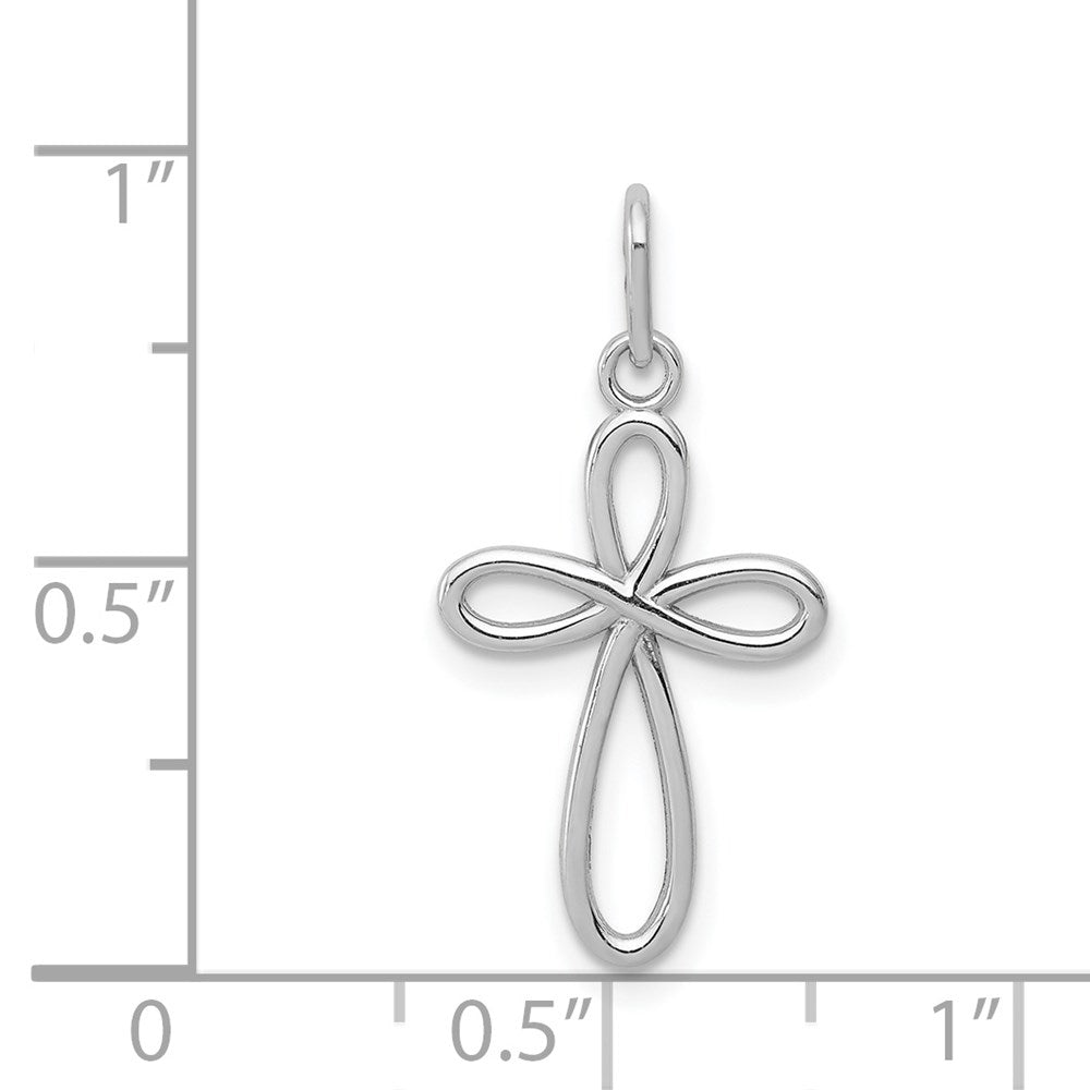 FJC Finejewelers 14 kt White Gold Polished Small Ribbon Cross Charm 23 mm x 11 mm
