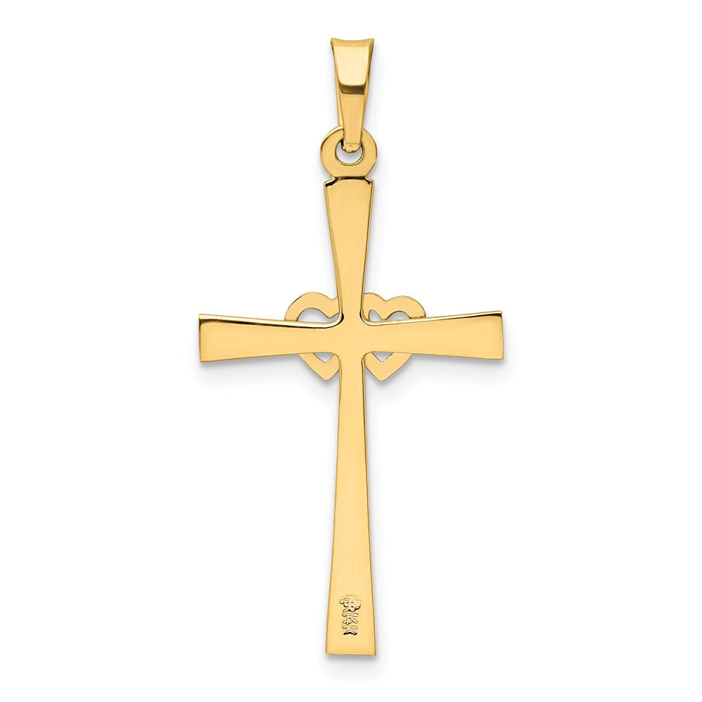 FJC Finejewelers 14 kt Two Tone Gold Textured and Polished Latin Cross with Hearts Charm 32 mm