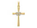 FJC Finejewelers 14 kt Two Tone Gold Textured and Polished Latin Cross with Hearts Charm 32 mm