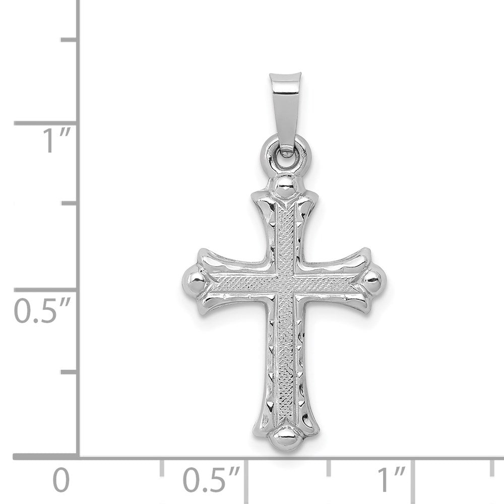 FJC Finejewelers 14 kt White Gold Textured and Polished Fleur de lis Cross Charm 26 mm x 14 mm