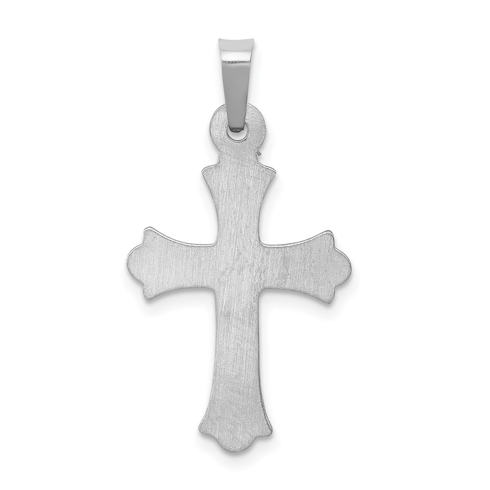 FJC Finejewelers 14 kt White Gold Textured and Polished Fleur de lis Cross Charm 26 mm x 14 mm