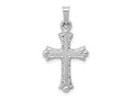 FJC Finejewelers 14 kt White Gold Textured and Polished Fleur de lis Cross Charm 26 mm x 14 mm