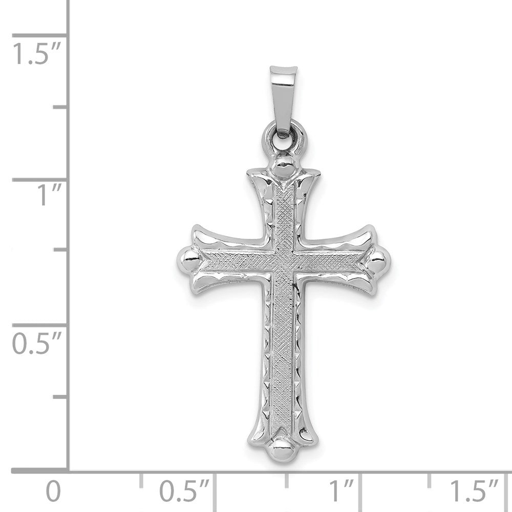 FJC Finejewelers 14 kt White Gold Textured and Polished Fleur de lis Cross Charm 32 mm x 18 mm