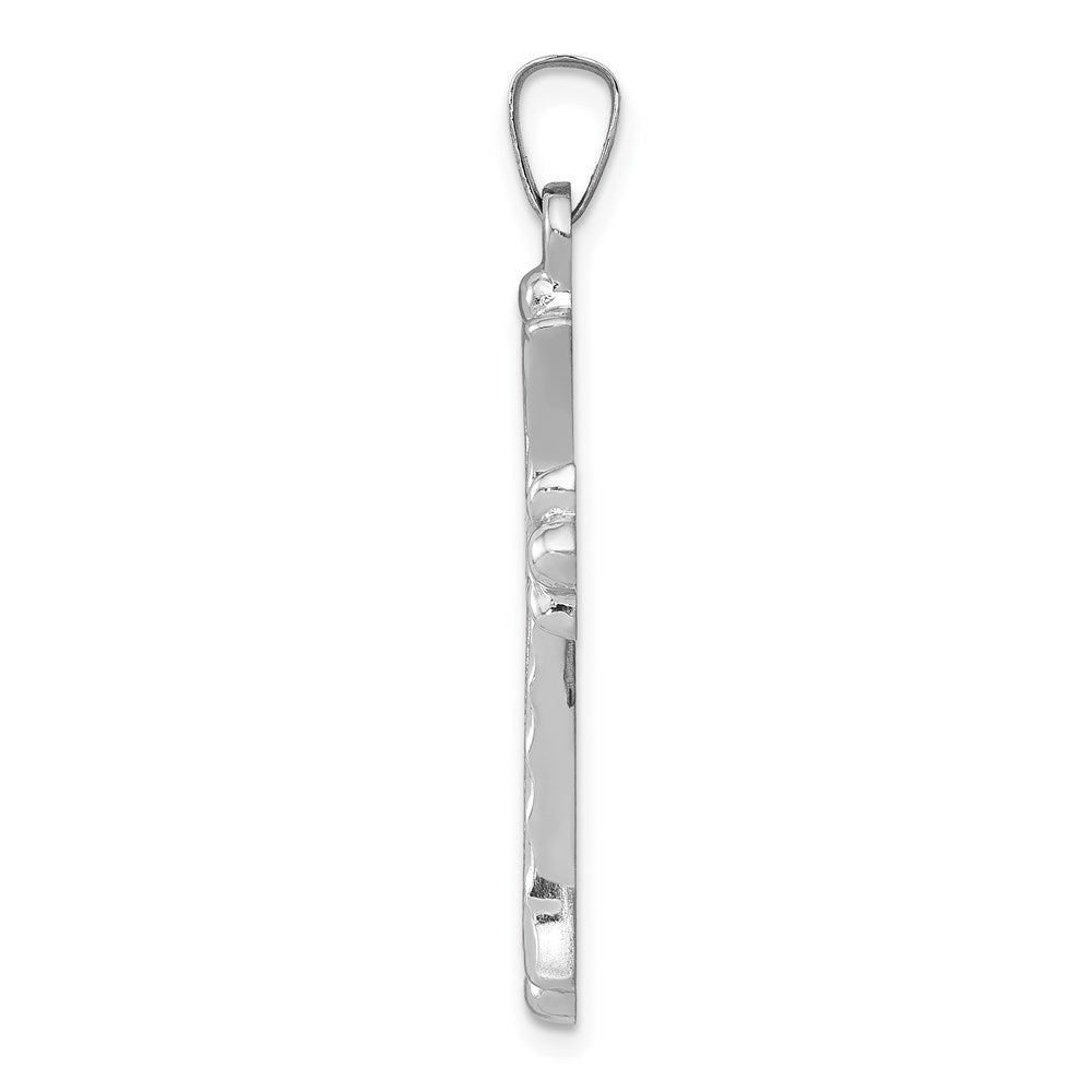 FJC Finejewelers 14 kt White Gold Textured and Polished Fleur de lis Cross Charm 32 mm x 18 mm