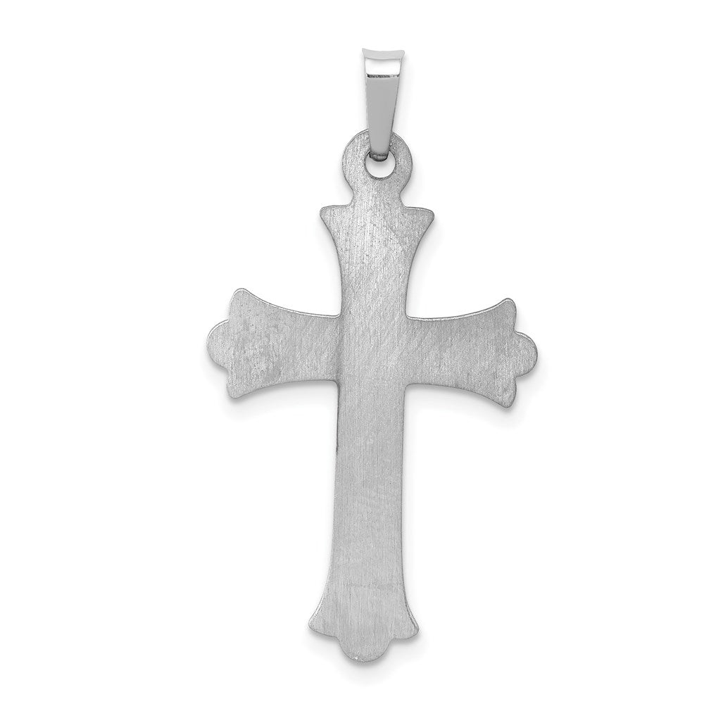 FJC Finejewelers 14 kt White Gold Textured and Polished Fleur de lis Cross Charm 32 mm x 18 mm