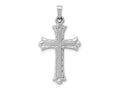 FJC Finejewelers 14 kt White Gold Textured and Polished Fleur de lis Cross Charm 32 mm x 18 mm