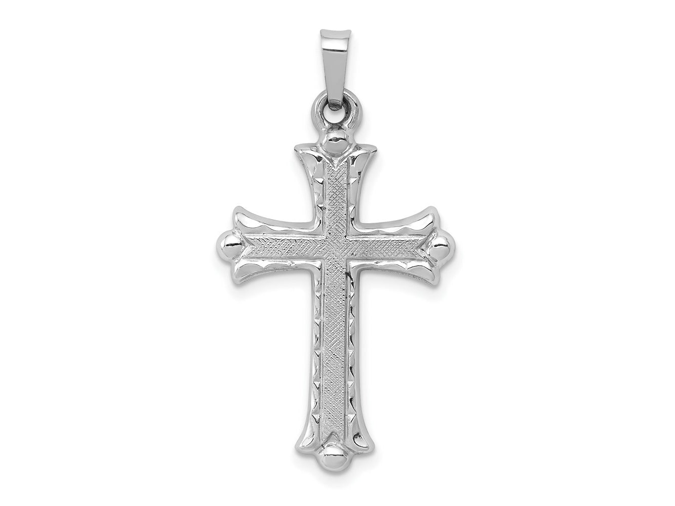 FJC Finejewelers 14 kt White Gold Textured and Polished Fleur de lis Cross Charm 32 mm x 18 mm