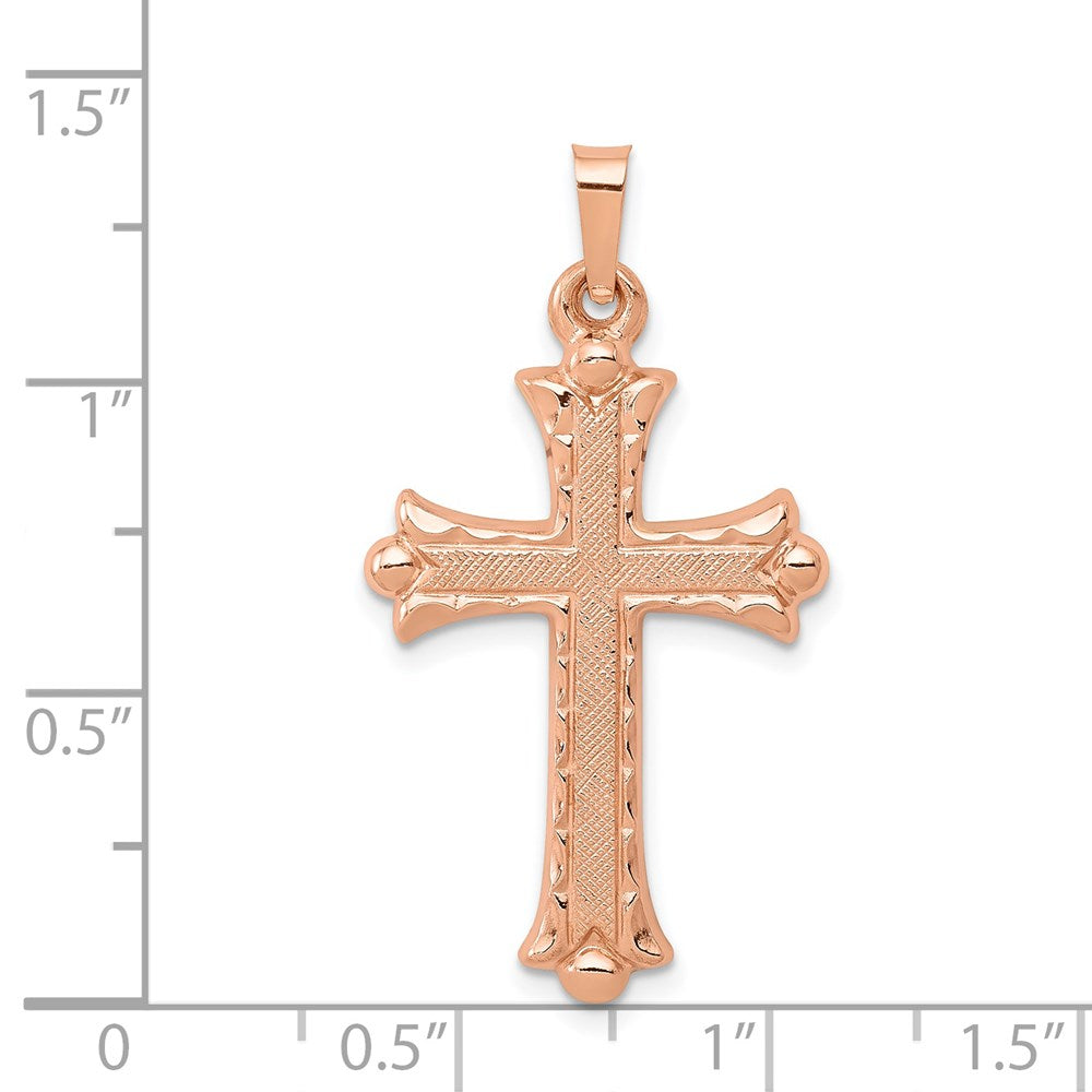 FJC Finejewelers 14 kt Rose Gold Brushed and Polished Budded Cross Charm 35 mm