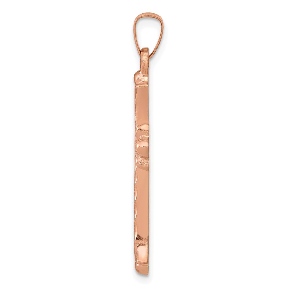 FJC Finejewelers 14 kt Rose Gold Brushed and Polished Budded Cross Charm 35 mm