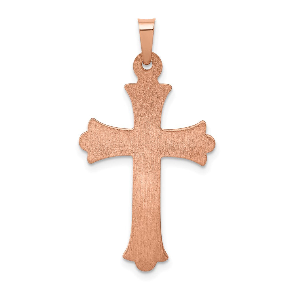 FJC Finejewelers 14 kt Rose Gold Brushed and Polished Budded Cross Charm 35 mm