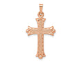 FJC Finejewelers 14 kt Rose Gold Brushed and Polished Budded Cross Charm 35 mm