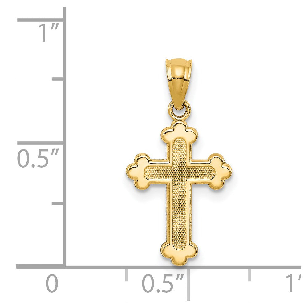 FJC Finejewelers 14 kt Yellow Gold Polished Small Budded Cross 22 mm x 11 mm