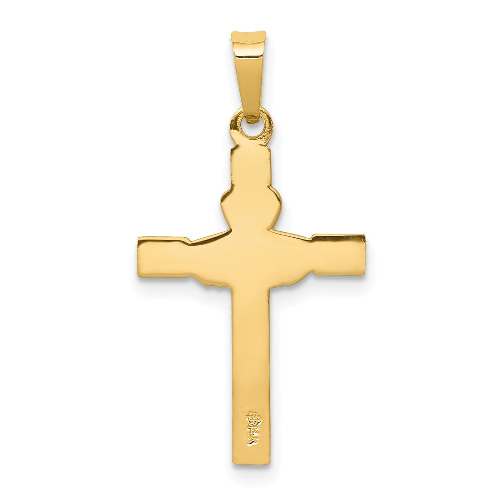 FJC Finejewelers 14 kt Yellow Gold and Rhodium Polished Claddagh Cross Charm 28 x 9 mm