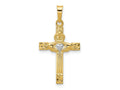 FJC Finejewelers 14 kt Yellow Gold and Rhodium Polished Claddagh Cross Charm 28 x 9 mm