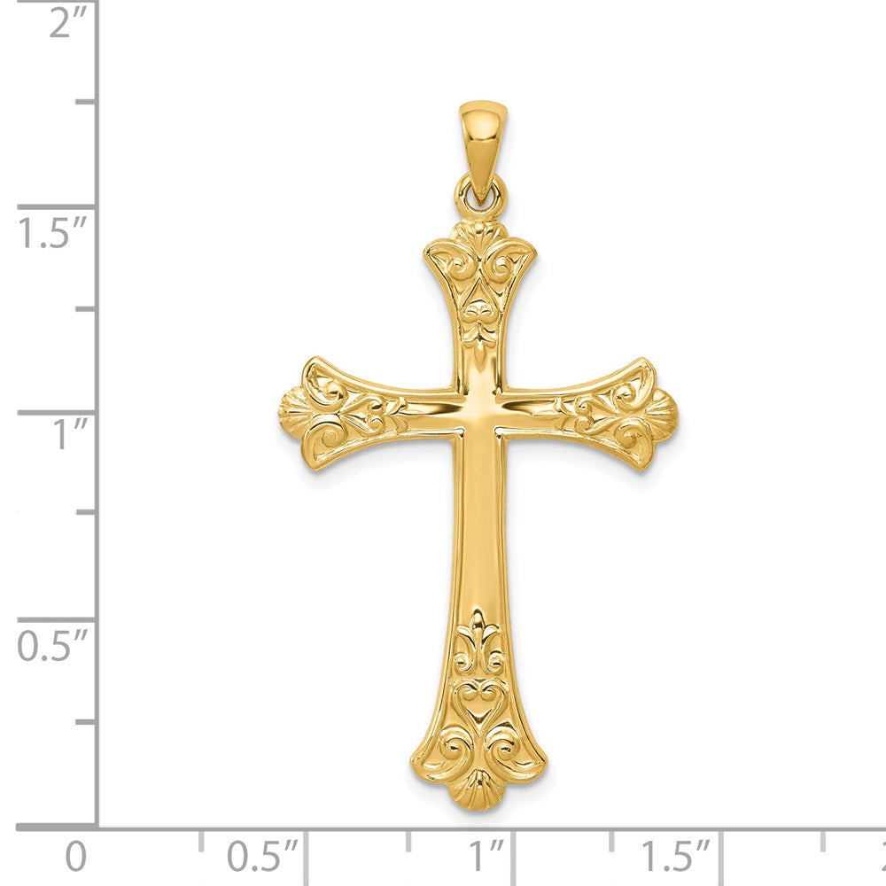 FJC Finejewelers 14 kt Yellow Gold Fleur De Lis Cross Charm 46 x 25 mm