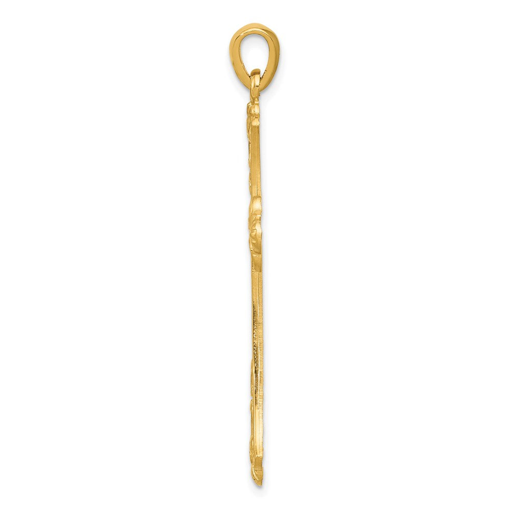 FJC Finejewelers 14 kt Yellow Gold Fleur De Lis Cross Charm 46 x 25 mm
