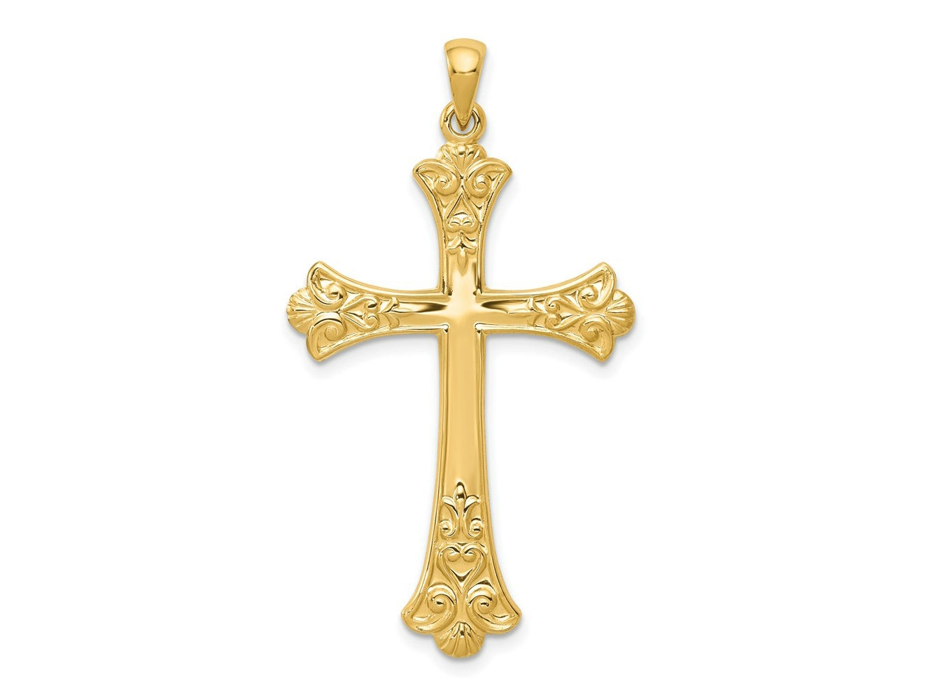 FJC Finejewelers 14 kt Yellow Gold Fleur De Lis Cross Charm 46 x 25 mm