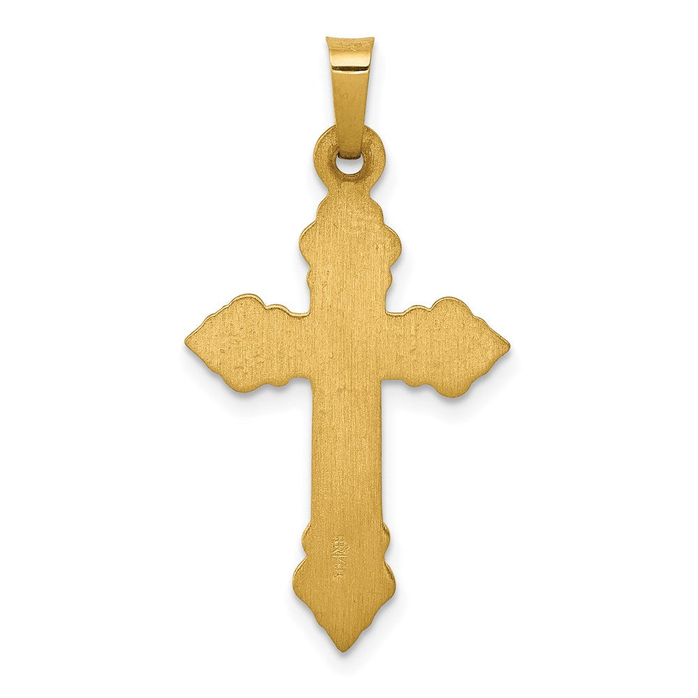 FJC Finejewelers 14 kt Yellow Gold Brushed and Polished Budded Cross Charm 31 mm