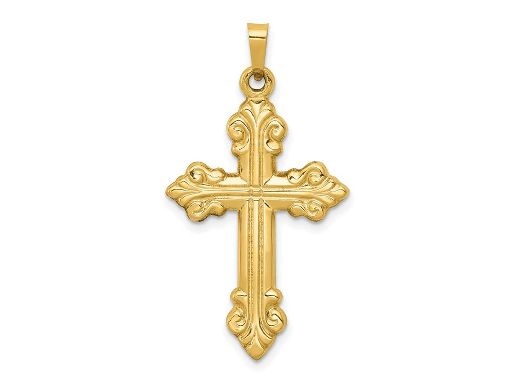 FJC Finejewelers 14 kt Yellow Gold Polished Cross Budded Charm 35 mm