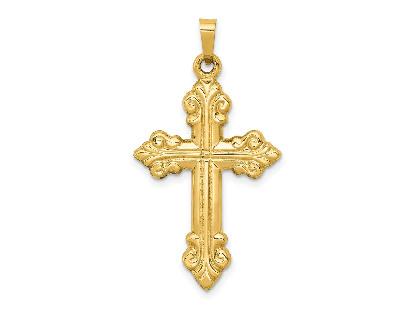 FJC Finejewelers 14 kt Yellow Gold Polished Cross Budded Charm 35 mm