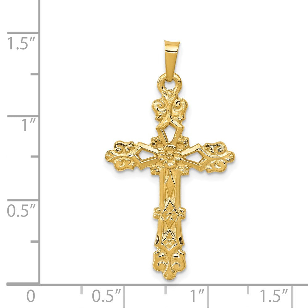FJC Finejewelers 14 kt Yellow Gold Polished Budded Cross Charm 35 mm