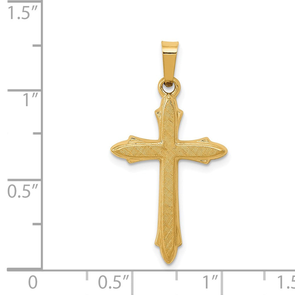 FJC Finejewelers 14 kt Yellow Gold Textured and Polished Passion Cross Charm 31 mm