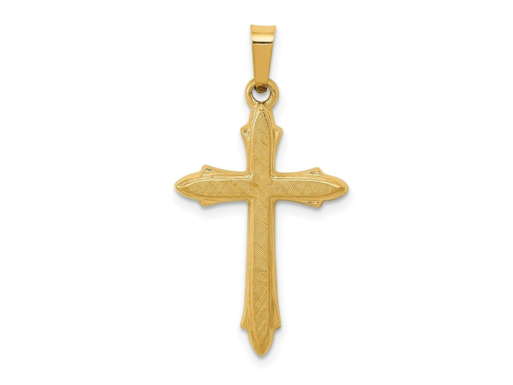FJC Finejewelers 14 kt Yellow Gold Textured and Polished Passion Cross Charm 31 mm