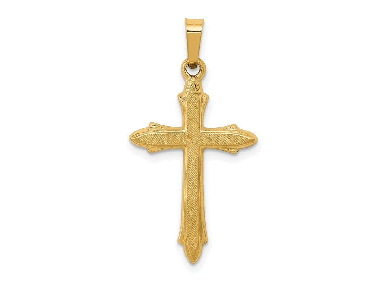 FJC Finejewelers 14 kt Yellow Gold Textured and Polished Passion Cross Charm 31 mm
