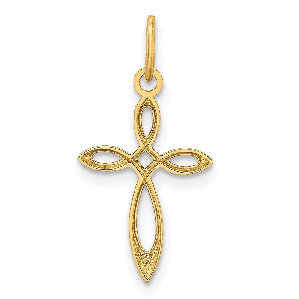 FJC Finejewelers 14 kt Yellow Gold Polished Small Ribbon Cross Charm 22 mm x 11 mm