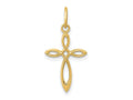 FJC Finejewelers 14 kt Yellow Gold Polished Small Ribbon Cross Charm 22 mm x 11 mm