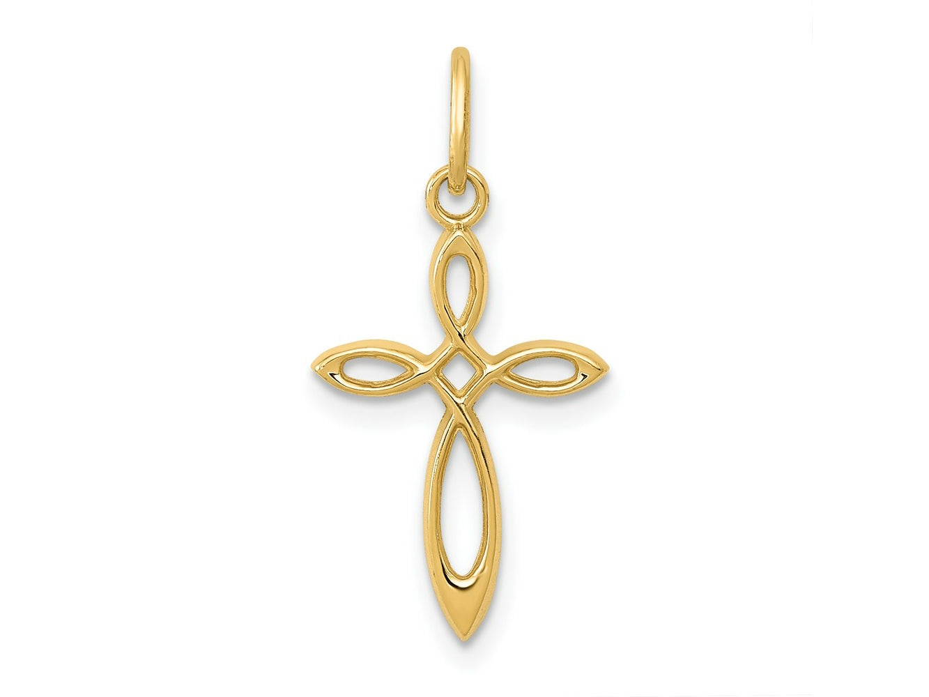 FJC Finejewelers 14 kt Yellow Gold Polished Small Ribbon Cross Charm 22 mm x 11 mm