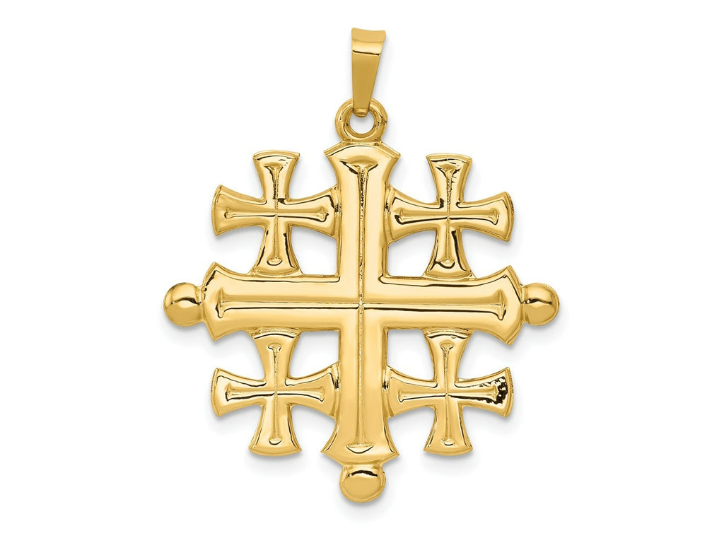 FJC Finejewelers 14 kt Yellow Gold Polished Jerusalem Cross Charm 32 x 26 mm