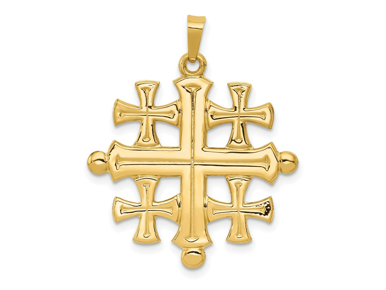 FJC Finejewelers 14 kt Yellow Gold Polished Jerusalem Cross Charm 32 x 26 mm