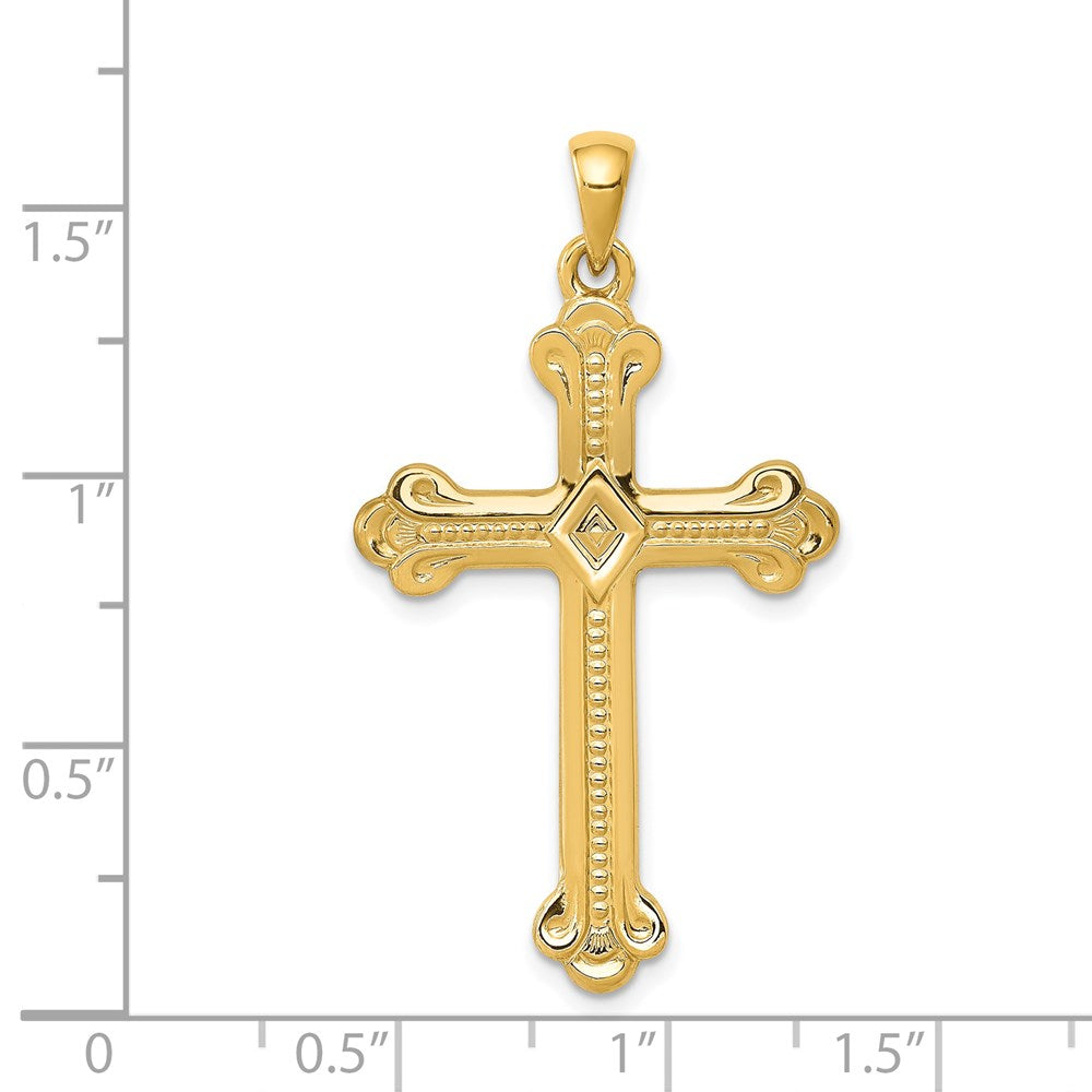 FJC Finejewelers 14 kt Yellow Gold Budded Cross Charm 41 x 22 mm