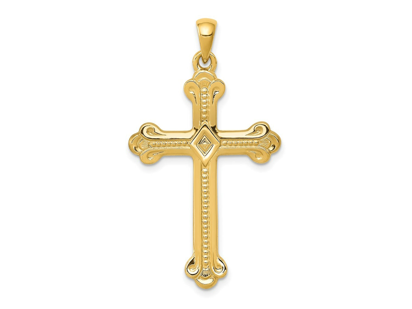 FJC Finejewelers 14 kt Yellow Gold Budded Cross Charm 41 x 22 mm