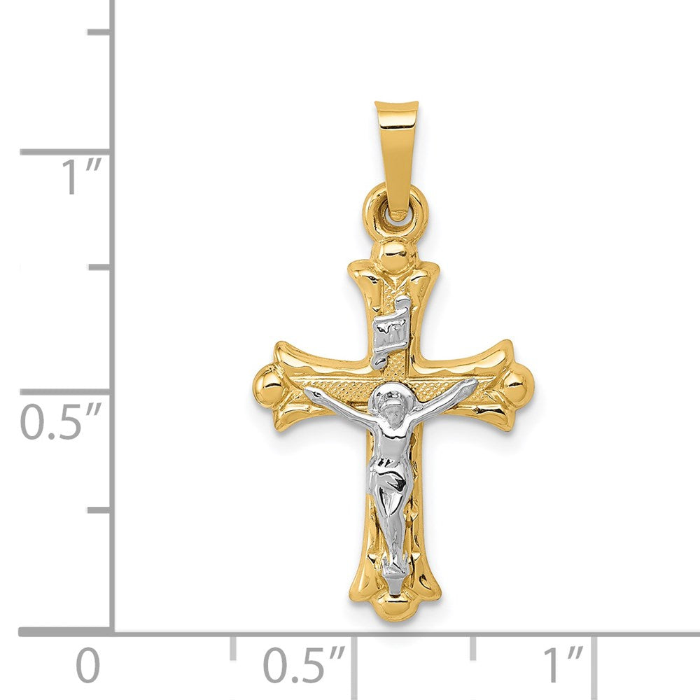 FJC Finejewelers 14 kt Two Tone Gold Two-Tone Polished INRI Crucifix Cross Charm 27 x 14 mm