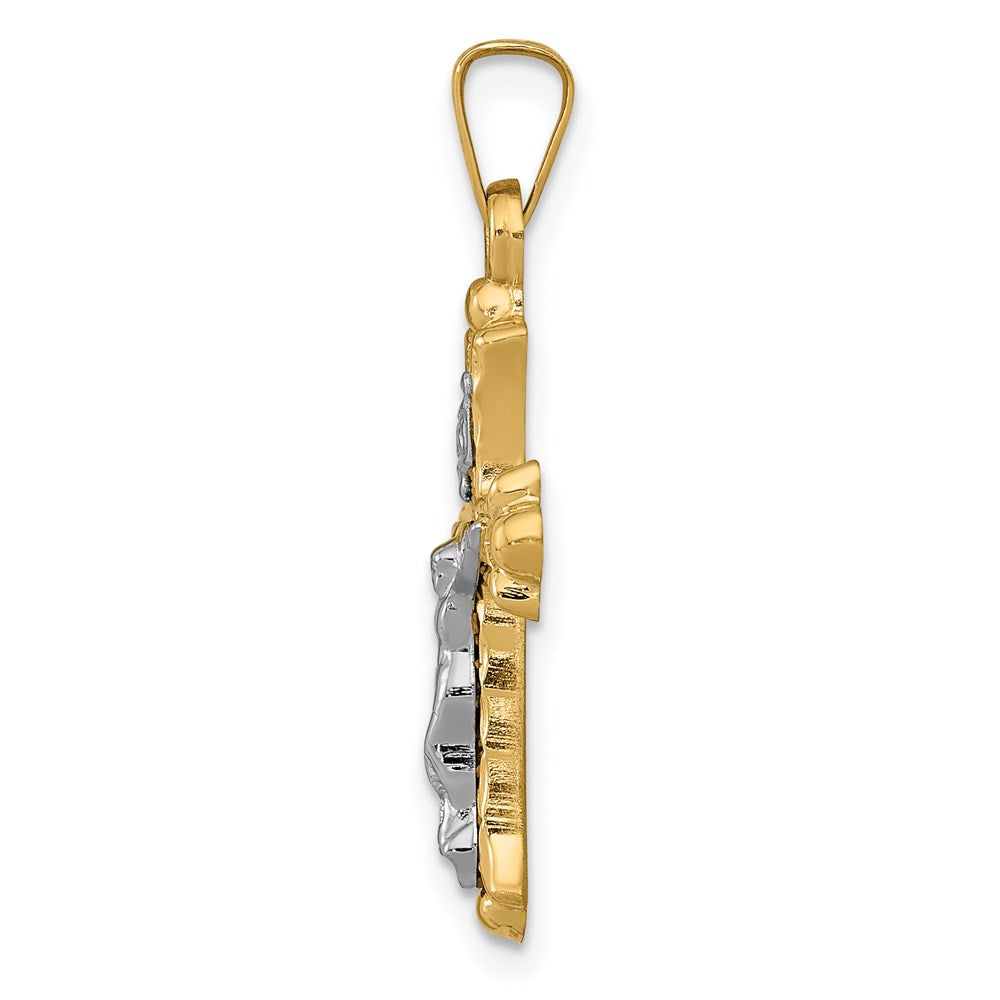 FJC Finejewelers 14 kt Two Tone Gold Two-Tone Polished INRI Crucifix Cross Charm 27 x 14 mm