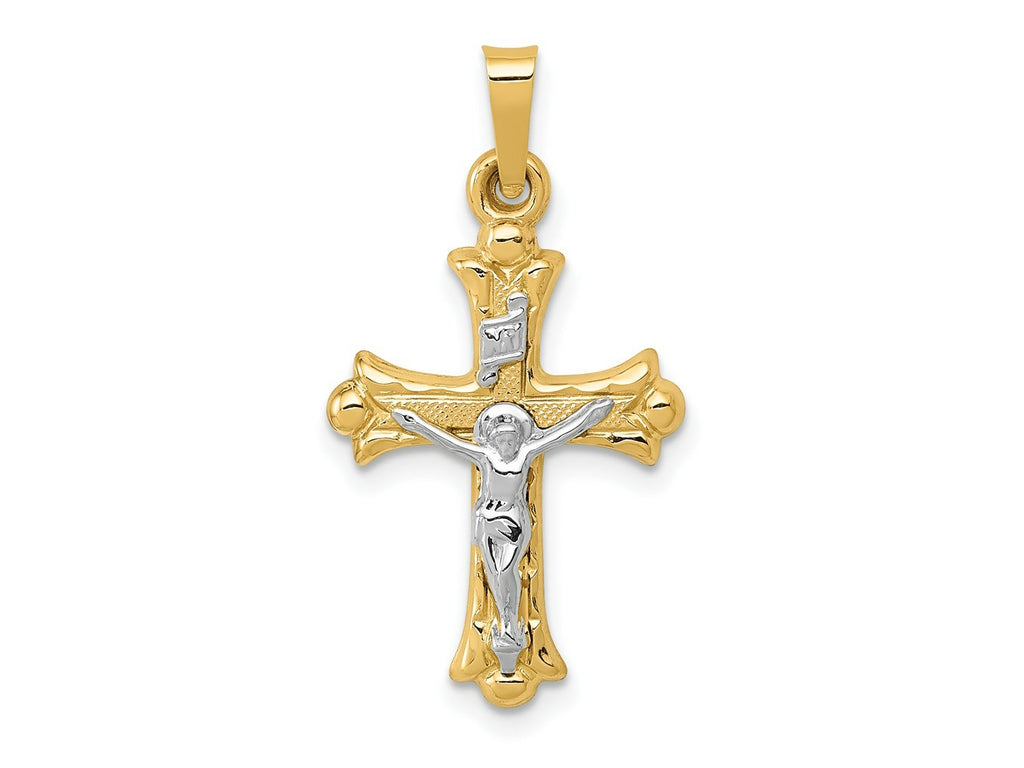 FJC Finejewelers 14 kt Two Tone Gold Two-Tone Polished INRI Crucifix Cross Charm 27 x 14 mm