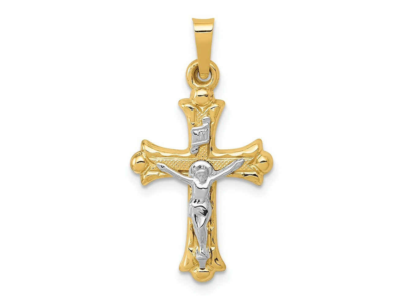 FJC Finejewelers 14 kt Two Tone Gold Two-Tone Polished INRI Crucifix Cross Charm 27 x 14 mm