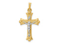 FJC Finejewelers 14 kt Two Tone Gold Two-Tone Textured and Polished INRI Crucifix Cross Charm 32 x 18 mm