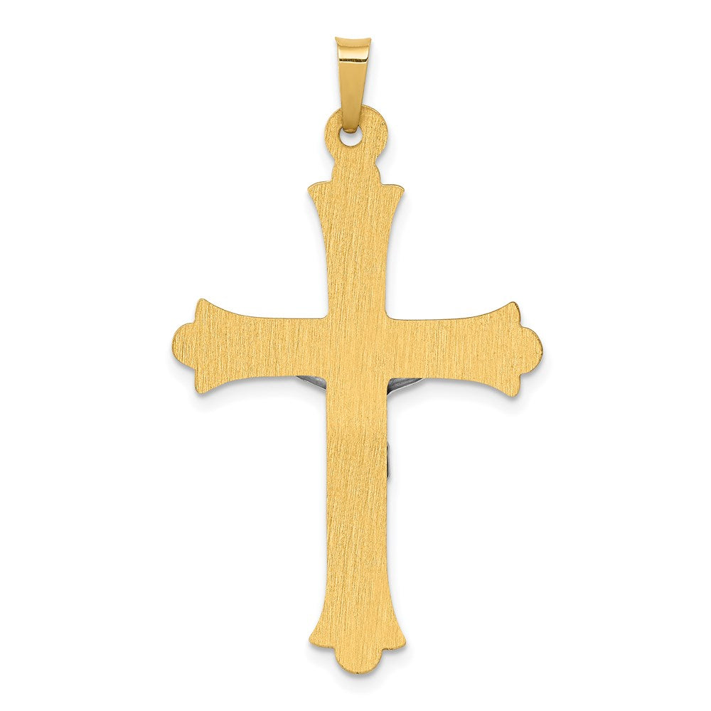 FJC Finejewelers 14 kt Two Tone Gold Two-Tone Textured and Polished INRI Crucifix Charm 40 x 23 mm