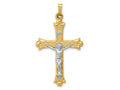 FJC Finejewelers 14 kt Two Tone Gold Two-Tone Textured and Polished INRI Crucifix Charm 40 x 23 mm