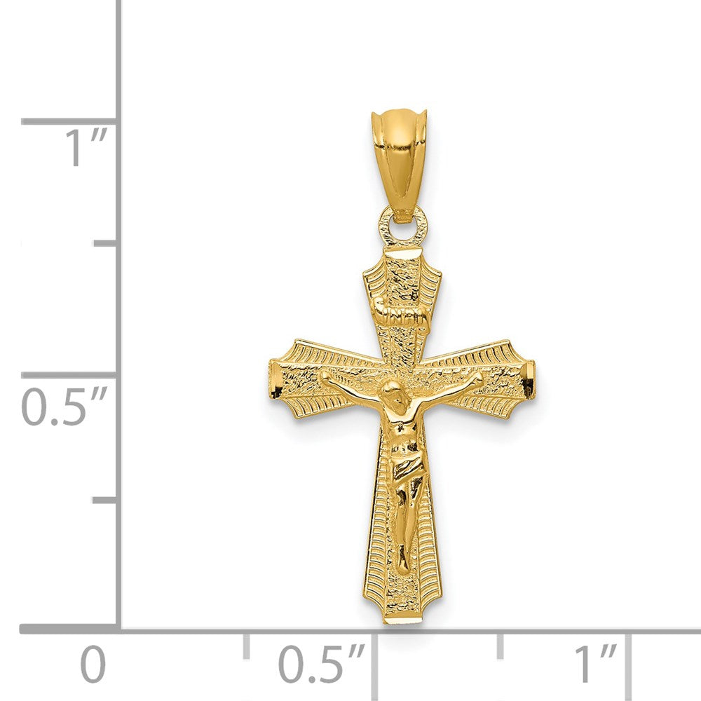 FJC Finejewelers 14 kt Yellow Gold Polished Small Passion Crucifix Charm 26 mm x 13 mm